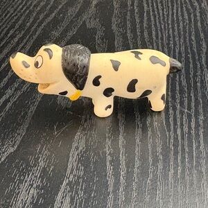 Spotted Small Rubber Dog Figurine. Vintage